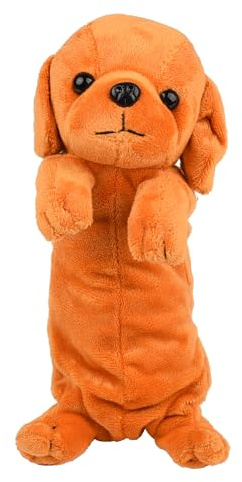 MEISH Dog Shape Pencil Pen Bags 3D Plush Animal Pencil Case Stationery Storage Organizer for School Stationery Supplies (Yellow)
