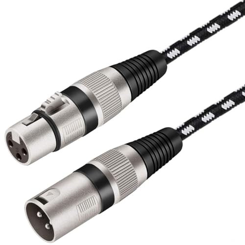 Greluma 1 pièce Câble de microphone XLR mâle à femelle à 3 broches de 2 m, cordon de micro XLR mâle à femelle tressé en nylon, cuivre sans oxygène (OFC) pour équipements audio et sonores