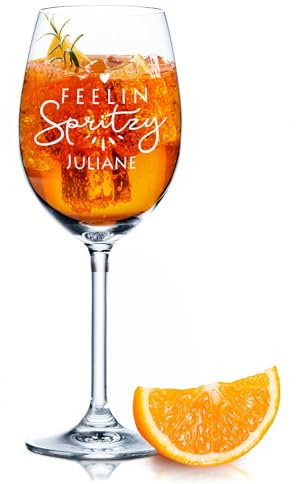 Leonardo Bicchiere da vino con incisione, Feelin Spritzy, personalizzato con nome, idea regalo per feste di vino Aperol Sangria e Lillet, regalo per uomini e donne, colore Daily