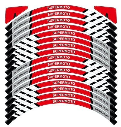 Roller Motorradreifen, Wasserdicht, Rad, Logo, Aufkleber, Felge, Persönlichkeit, Reflektierender Streifen, Anzug Für Suzuki Kantenaufkleber (Color : 10inchRed)