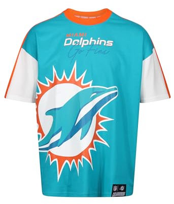 Recovered Miami Dolphins Cut and Sew Türkis Oversized NFL T-Shirt - L