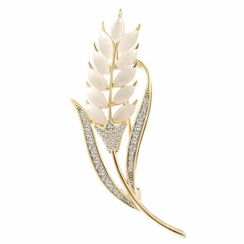 Wendalern Strass Weizen Ohr Brosche Pin Gold Opal Weizen Korsage Brosche Elegant Pflanze Blume Brust Brosche Hochzeit Braut Bankett Dekoration Schmuck Für Frauen Mädchen