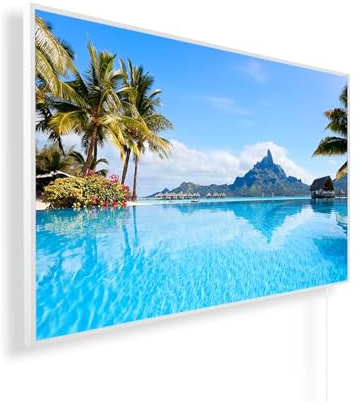 Könighaus Bild Infrarotheizung 300 Watt - Thermostat - 3-8 m² | Motiv: Bora Bora Insel, TÜV SÜD, 5 Jahre Garantie, Infrarot Wandheizung