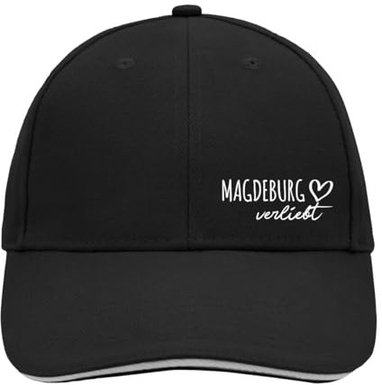 Huuraa Cappy Mütze Magdeburg verliebt Geschenk Black/Light Grey Magdeburg Präsent