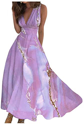 Robe De Plage Longue Bohème Chic Et Élégante - Robe D'Été Fleurie Grande Taille - Verte Ou Violette - XL