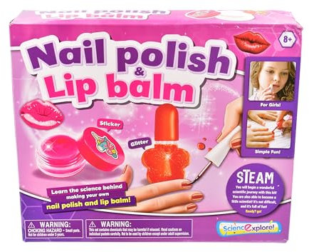KandyToys Create Your Own Nail Polish and Lip Balm Set | Kids Craft Kit | Educational Beauty Science Gift For Kids