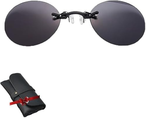Aicoyiu Dreifarbige Retro-Brille mit Clip, runde Brille zum Anklippen, 3 Farben, runde Clip-on-Brille, randlose Sonnenbrille