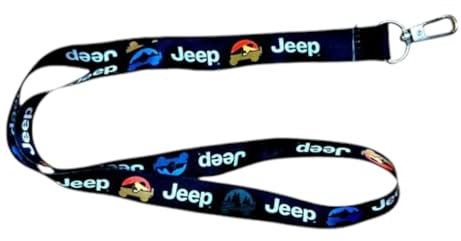 Jeep Schlüsselband mit Logo von Outdoor Elements, drehbarer Karabinerverschluss für Schlüssel, Ausweishalter, Ausweise, Kartenhalter und Schlüsselanhänger, 1,9 x 45,7 cm, Schwarz, Schwarz, 3/4 x 18