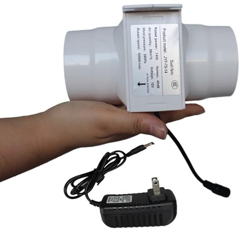 HFDJRWK 2V Inline Fan Fan 3-Inch 14W House with Ventilation Exhaust for Heating Cooling Booster, Planting Tents(Normal power)