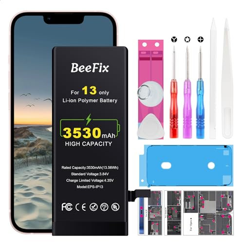 Beefix Akku für Phone 13: 3530mAh Li-Ion Ersatzakku für Phone 13 mit Reparaturwerkzeugen Batterie Kompatibel mit Modell A2482 A2631 A2634 A2635 A2633