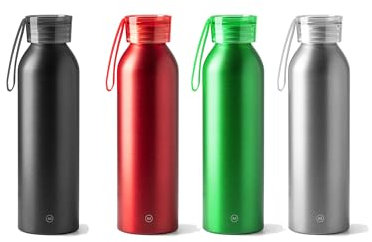 Generico Borraccia Termica in Alluminio riciclato Set di 2 pezzi Ecologico Ecocompatibile da 600ml Disponibile in diversi colori Idea Regalo Natale Sport Ufficio Palestra Università Scuola
