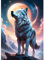 QQYRHN 5D Fantasie Wolf Diamond Painting Kit für Erwachsene Anfänger Mondnacht Diamant Kunst Kits Vollständiges DIY Berg Diamantstickerei-Set Perfekt zur Entspannung und Dekoration 30x40 cm
