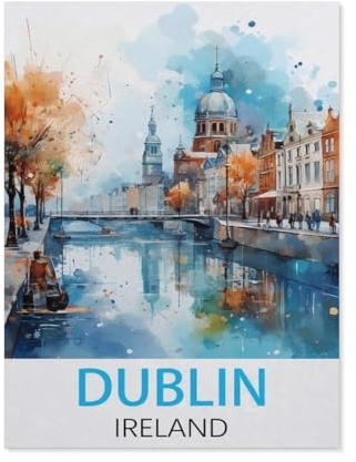 Puzzle 1000 Teile,Dublin, Irland Vintage-Reiseposter,Papier Adult Toys Dekompressionsspiel(38x26cm)-M61