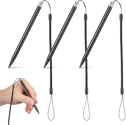 DOITOOL 3Er-Pack Resistiver Bildschirmstift Mit Schnur Für Navigationsgeräte Navigator-Stift Mit Feiner Spitze Für Pos Kassensysteme Spielekonsolen Und Industrielle Steuerung