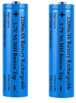 2 Stück Akku 2200mAh NI-MH Wiederaufladbarer, 3.7V Button Top NiMH Akkus, 3.7Volt Hohe Kapazität Knopfleiste Batterie für Kamera/Kleinen Lüfter/LED Stirnlampe/Solarleuchten, Mit Aufbewahrungsbox