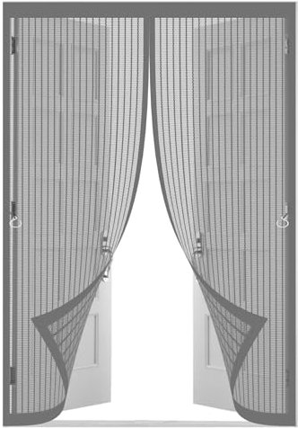 Fliegengitter Tür Magnet 80 x 210 cm Fliegengitter Tür Ohne Bohren Balkontür Magnet Luft Kann Frei Strömen Magnetvorhang für Schlafzimmer, Kinderzimmer, Grau