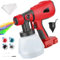 Akku Farbsprühsystem Compatible with Milwaukee 18V, Bürstenlose Elektrische Spritzpistole Lackierpistole mit 4 Düsen, 3 Mustern, 1000ml Behälter zum Möbeln, Zäunen, Wänden(ohne Batterie) (Rot)