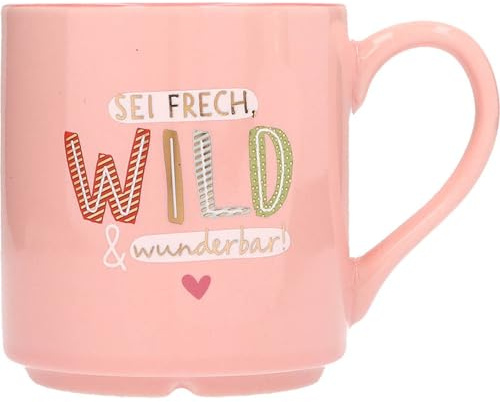Depesche 0013594-043 Lieblingsbecher Motiv Nr. 43, Henkeltasse mit Spruch, 300 ml, aus Porzellan, teilweise mit Goldfolie und Innendruck, Rosa