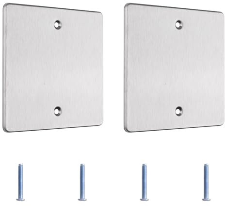 UFURMATE Lot de 2 plaques d'obturation en acier inoxydable pour prise de courant, prises ou interrupteurs non utilisés (gris argenté) - 12 x 12 cm