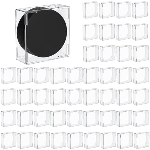 Marsui Hockey-Puck-Vitrinen, quadratisch, Acryl, Schnapp-Design, Kunststoffhalter zum Ausstellen, transparent, 8,9 x 8,9 x 3,3 cm, 48 Stück
