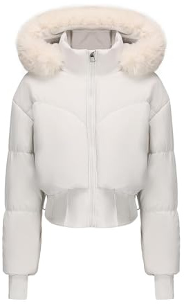Generico Giacca da Donna Corta in Lana di Cotone Manica Lunga Crop con Cappuccio Giubbotto di Base Autunno Inverno Giacche Pelliccia Donne Elegante Coat con Cappuccio Moda Giacca Calda in Pile
