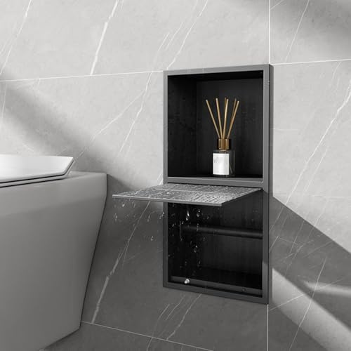 Dailify Toilettenpapierhalter Unterputz Wasserdichter Toilettenpapierhalter fürs Badezimmer, Graue Wand-Taschentuchbox, Wandmontiertes Papierhandtuchregal mit Ablage
