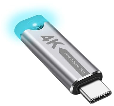 USB Type C Dummys Plug Display Emulator 4K@60Hz Headless Ghost Adapter | USB-C HDR Virtual Monitor Dummys Plug with LED Light for Screenless Remote Control