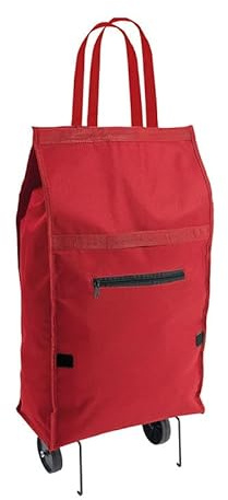 ONE SHOP Carrello per la spesa pieghevole con ruote tascabile in nylon chiusure in velcro borsa spesa riutilizzabile spesa supermercato (Rosso)