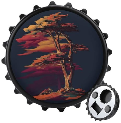 Cypress Tree Bottle Opener Round Fridge Magnets Beverage Beer Magnetic Bottle Cap Opener for Fridge, Kitchen, Office