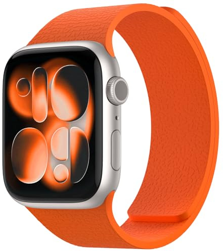 Nereides Compatible with Apple Watch Straps 46mm 45mm 44mm 49mm, Soft Magnetic Silicone Replacement Band for iWatch Series 11 10 9 8 7 6 5 4 SE SE2 SE3 Ultra 3/2/1 (Orange)