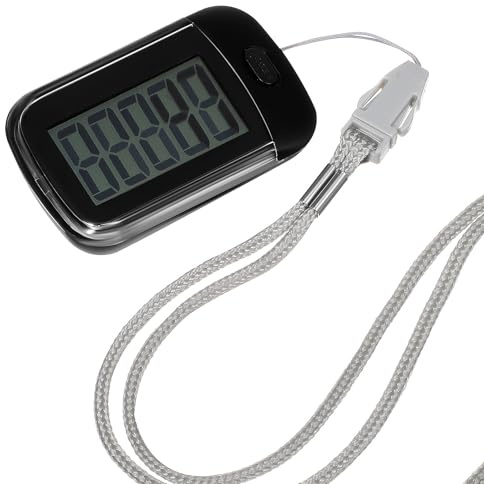 Healvian Podomètre 3D Portable à Clip Noir Cordon, Compteur D'activité pour Marche et Course, Podomètre pour Seniors et Femmes, Suivi Précis des Pas et Kilomètres, Fitness Sport