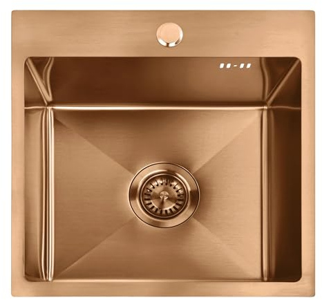Rea - Évier En Acier - Leo 40 Avec Robinet de Cuisine - Metallo - Rame Spazzolato - 40x45x18,5 cm