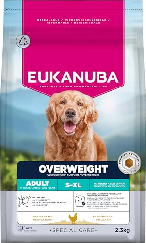 EUKANUBA Overweight pour Chiens au Poulet - Aliment Sec Special Care à Faible teneur en matières Grasses, Perte de Poids - 2,3 kg
