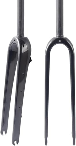 AZQOHMIS Forcella Rigida per Bici da Strada Gravel in Fibra di Carbonio 700C 1-1/8'' Forcella Anteriore con Tubo Dritto/Conico per Freno a Disco QR 9X100mm Forcella Rigida per Bicicletta A-Straight