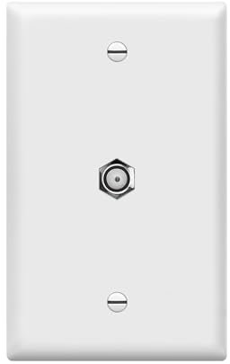 Enerlites 6601-W 1 Gang, Coaxial Cable Jack F-Type Connector Wall Plate (Female to Female), Nickel - White