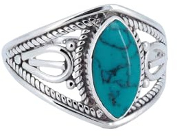 mantraroma Türkis Ring Silber 925 Damen – Cabochon Edelstein Statement Ring, Vintage Design Schmuck