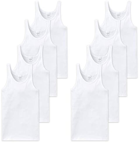 Schiesser Unterhemden 8er Pack, Herren, Doppelripp oder Feinripp (Medium, Weiß (Feinripp))