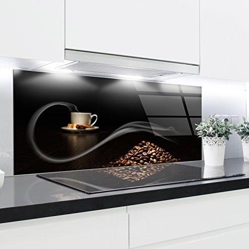 Paraspruzzi in vetro temperato resistente al calore decorativo – 125 x 50 cm – spessore 4 mm – perfetto dietro fornelli a gas, ceramica e induzione – facile da pulire e appendere