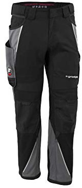 Grizzlyskin Bundhose Schwarz/Grau L64 - Unisex Workwear Arbeitshose für Männer und Damen mit vielen Taschen, Cordura-Schutzhose