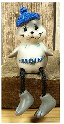 Deko Figur Kantenhocker *Robbe Moin* maritim Kantensitzer Seehund Sitzhöhe 6,5cm (DZ)