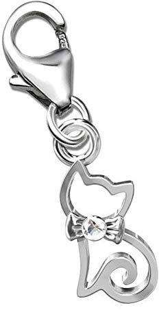 FANTASTIC NAILS COSMETIC COLLECTIONS Damen Katzen Charm Anhänger für Bettelarmband 925 Silber Karabiner A71o
