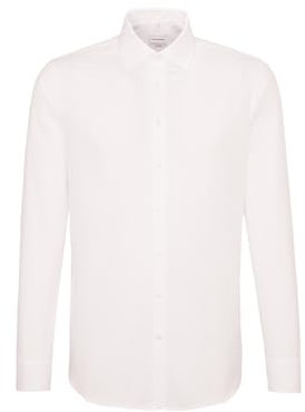 Seidensticker Herren Business Hemd - Shaped Fit - Bügelfrei - Kent-Kragen - Langarm - 100% Baumwolle, Weiß (Weiß 01), 44 EU