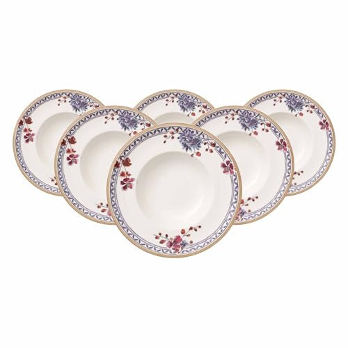 Villeroy & Boch Artesano Provençal Lavendel Suppenteller 6er Set, 25 cm, Tiefer Teller mit stilvollem Lavendel-Dekor, Premium Porzellan, Spülmaschinenfest, Bunt