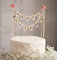 1 x Wimpelkette mit Aufschrift Happy Birthday, handgefertigt, aus Holz, elfenbeinfarbene Rosen.