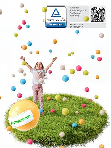 100 Bio Bällebad Bälle aus nachwachsenden Zuckerrohrrohstoffen (6cm Ø, BB03)