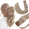 Hetto Echthaar Extensions Zopf Blond 55CM 100G Extensions Zopf Echthaar Menschliches Haar Pferdeschwanz Haarteil Echthaar Ashblond Highlighted Hellblond #18/613 Natürlich