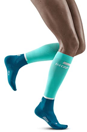 CEP - THE RUN COMPRESSION SOCKS TALL für Damen | Lange Laufsocken in ocean/petrol mit Kompression | Regenerierende Kompressionsstrümpfe für Frauen | Gr. III | M