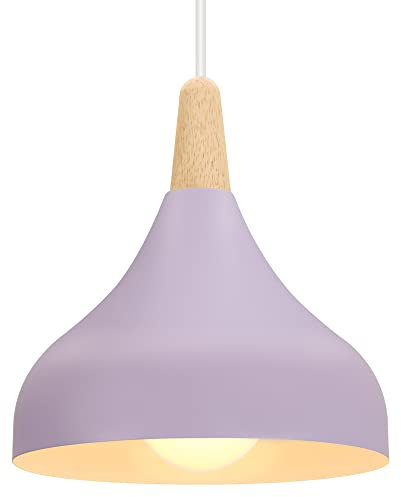 iDEGU Lustre Suspension Rétro Suspension Luminaire Moderne Style Goutte Chapeau Plafonnier E27 Métal Lampe Suspension pour Chambre Salle à Manger Cuisine, Ø 20CM (Mauve 1 Pack)