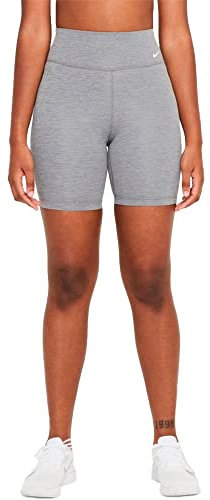 Nike Damen-Fahrradhose mit Ein-Logo, mittelhohe Dri-Fit, 17,8 cm (7 Zoll), as1, Alpha, X_s, Regular, Regular, Eisengrau/Meliert/Weiß, Größe XS, Eisengrau/Htr/Weiß, X-Klein