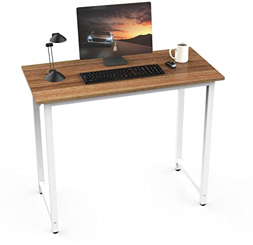 Lvhecforhm Mesa Escritorio Ordenador, 80x40x75cm, con Bandeja para Monitor, Mesa de Trabajo Apto para Oficinas, Salón, Hogar, Marrón